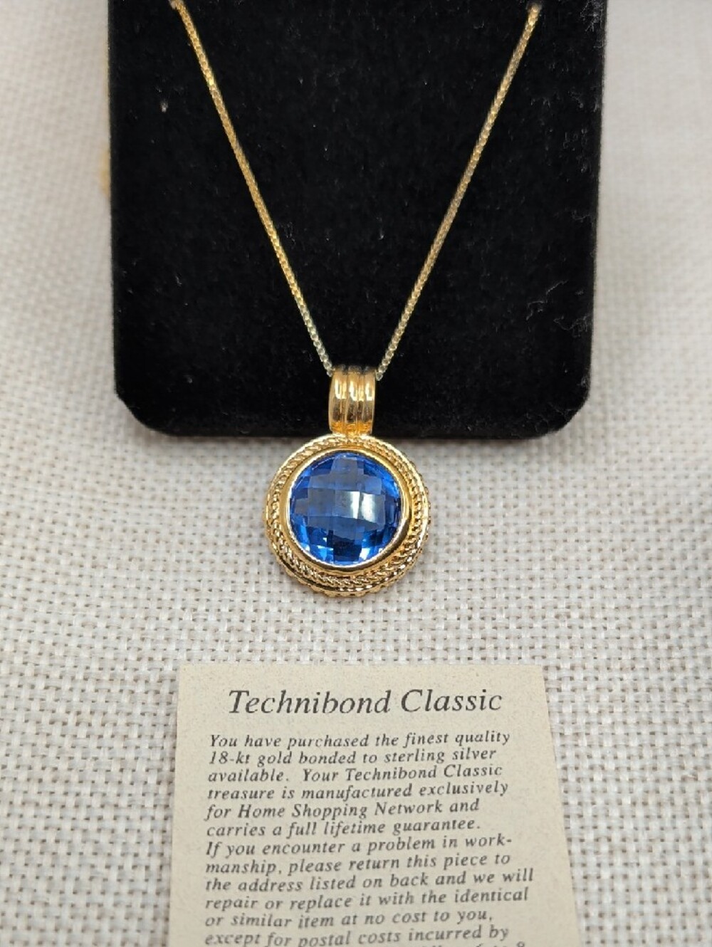 Technibond 18kt Gold Bonded 925 Sterling Tanzanite Etruscan Pendant 18"